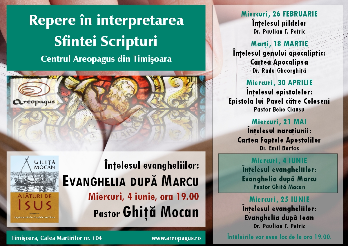 Prelegere si lansare de carte la Areopagus - Pastorul Ghita Mocan