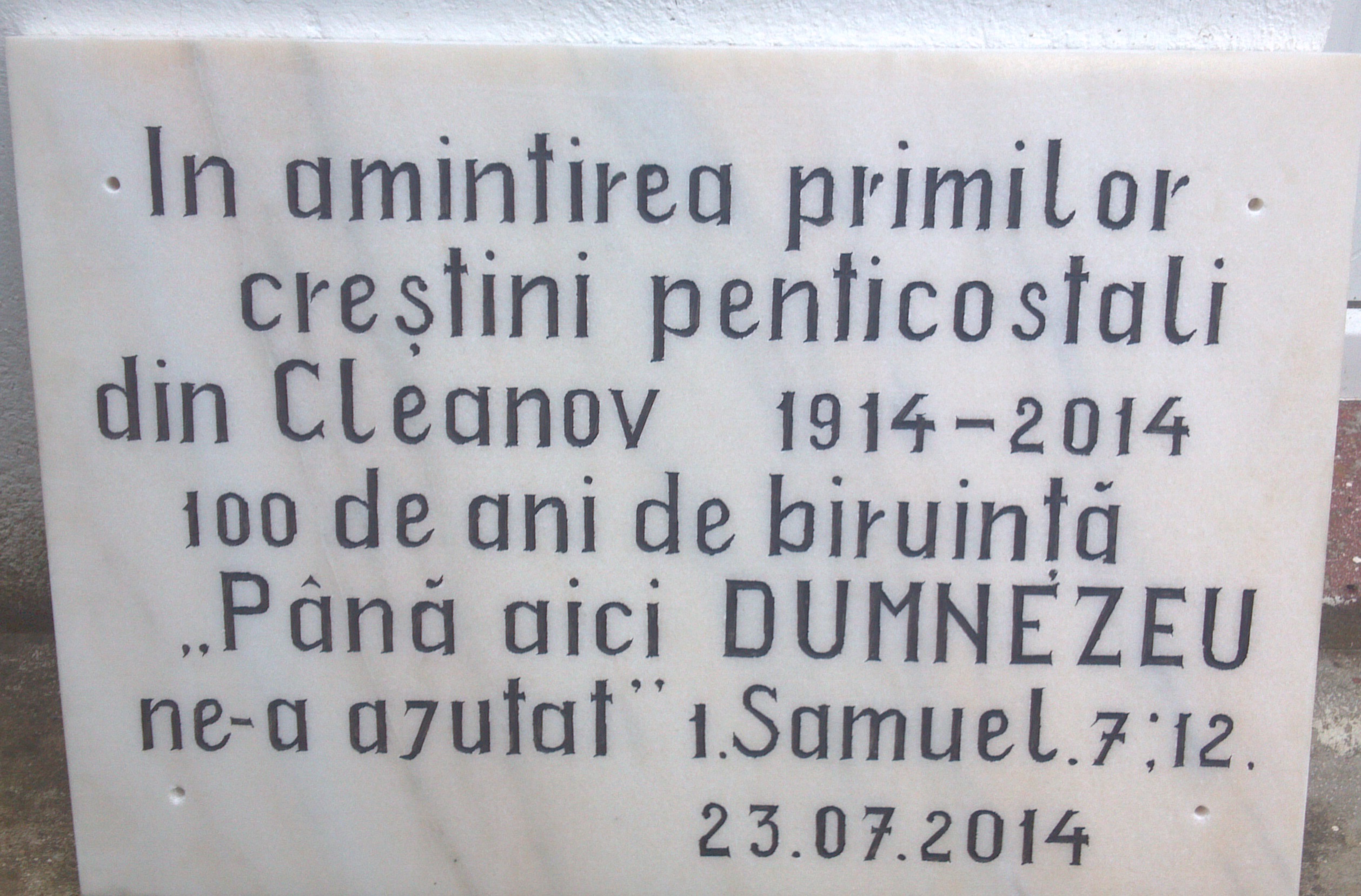 Centenar - Biserica Penticostală „Emanuel” Cleanov, județul Dolj