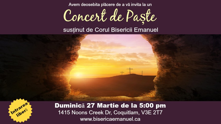 Concert de Paste organizat de Biserica Baptista Emanuel din Vancouver