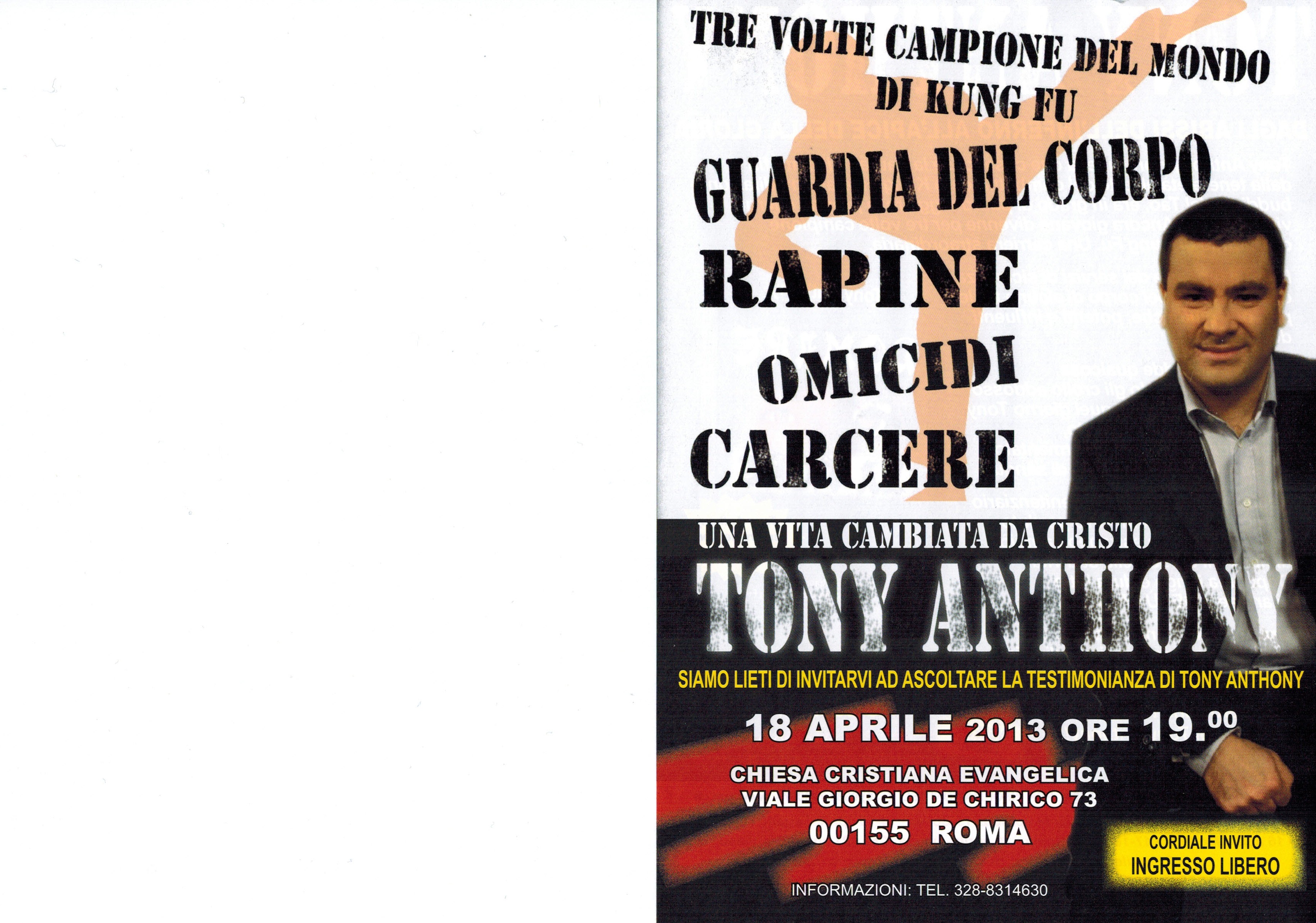 Tony Anthony la Roma 17-18 aprilie 