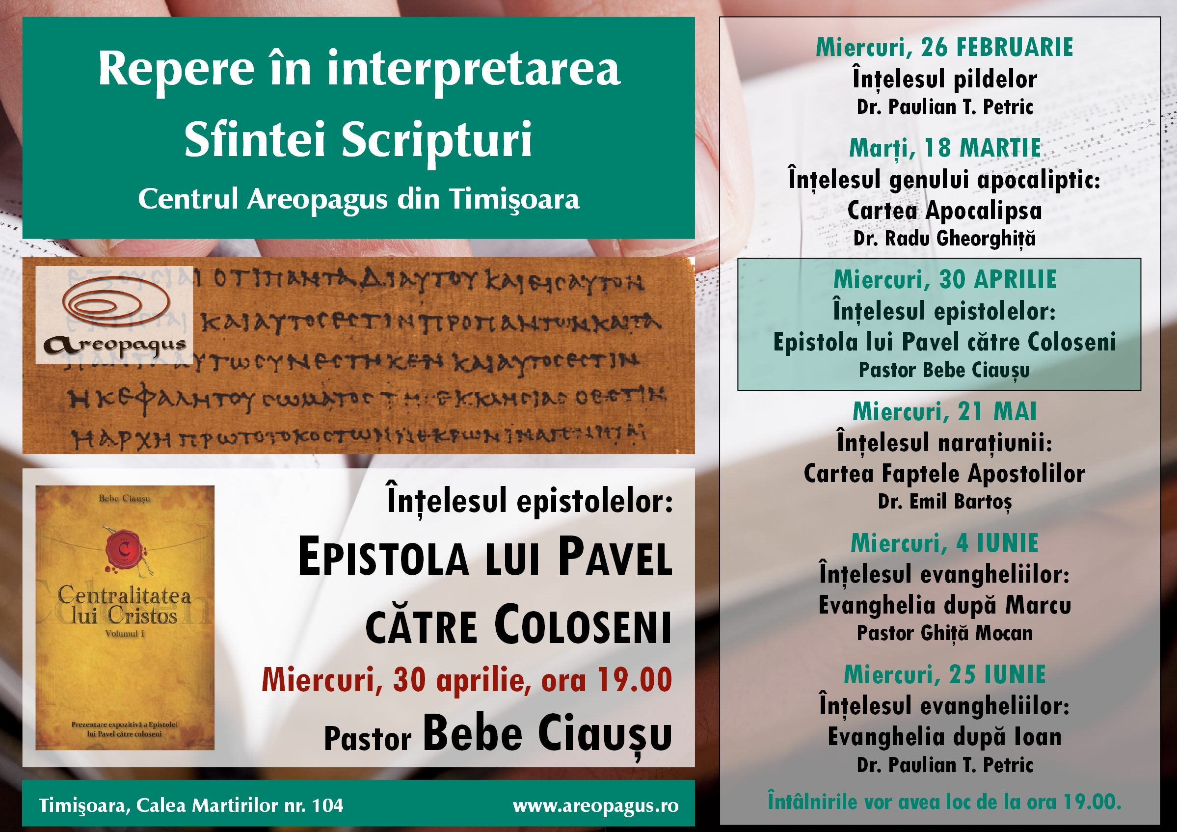 Areopagus - 30 aprilie - Pastor Bebe Ciausu
