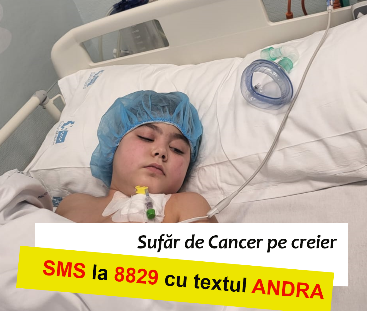 Andra sufera de CANCER pe CREIER! Donează 2 Euro prin SMS pentru Andra!