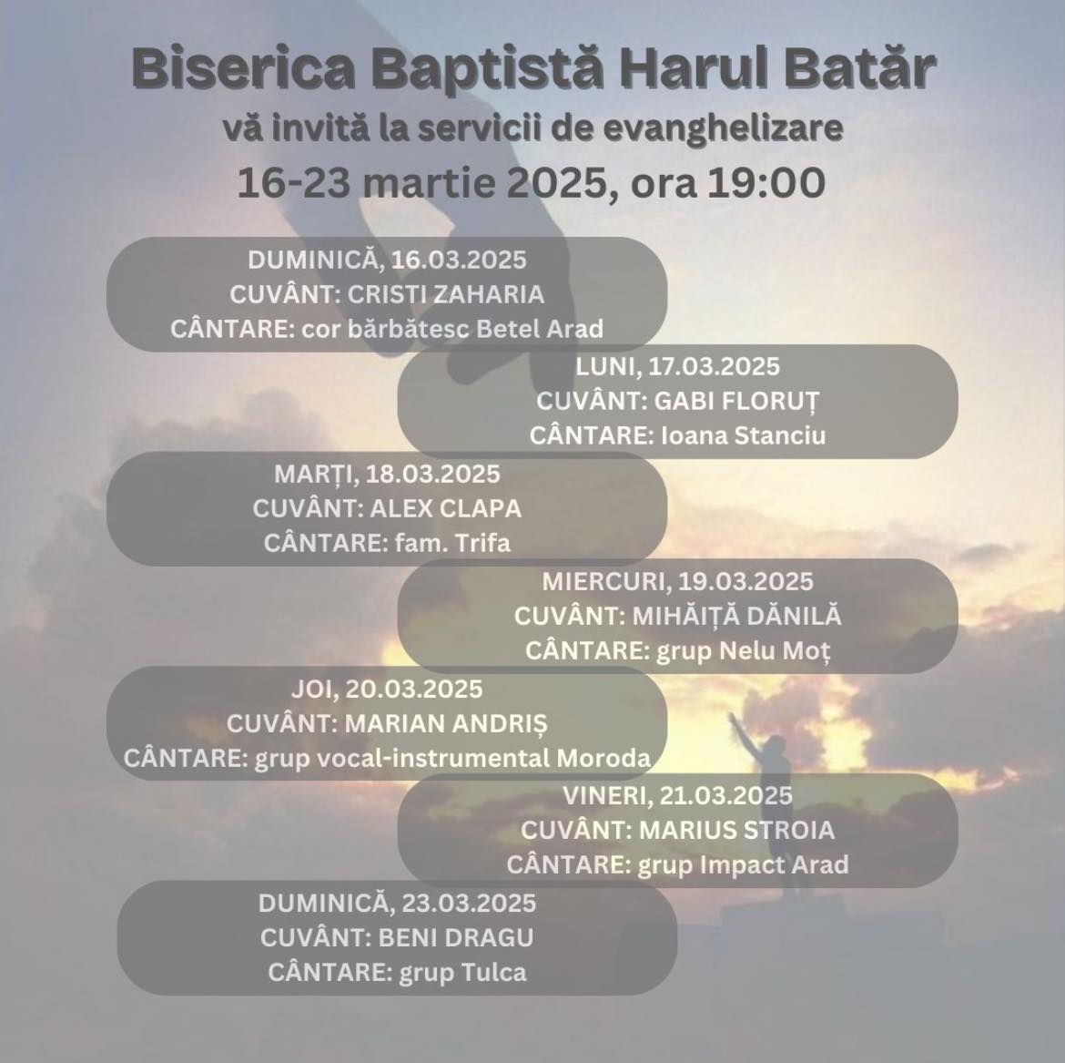 Servicii de Evanghelizare - Biserica Baptistă Harul din Batăr, Bihor