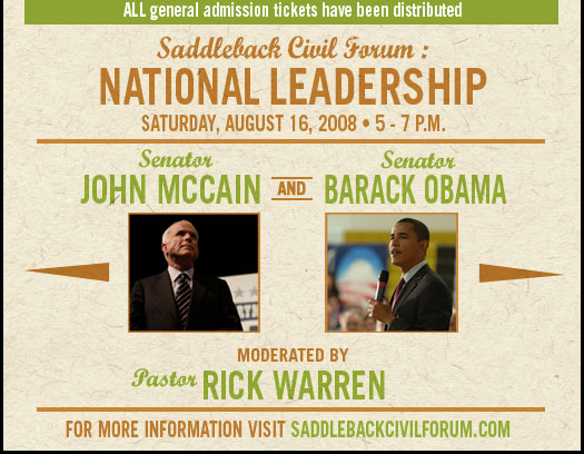 John Mccain si Barack Obama in fata pastorului Rick Warren!!!